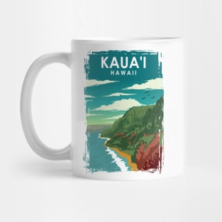 Kauai Hawaii Vintage Minimal Retro Travel Poster Mug